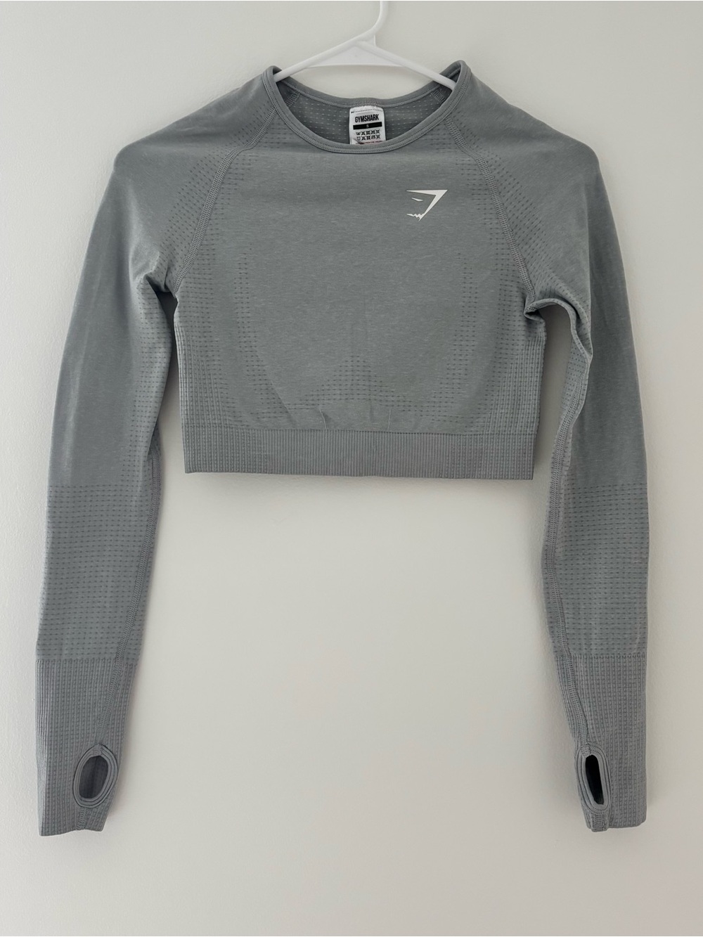 Gymshark Vital Seamless 2.0 Long Sleeve Crop Top - Light Grey Marl